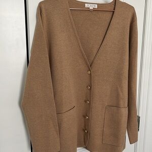 NWOT - J. Crew Knit Cardigan with Gold buttons - Camel